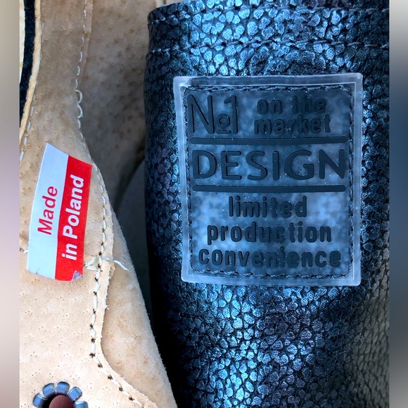 NWOT V-ITALIA s37 Euro blk/gray metallic combat boots Gorgeous! Leather in/out - Picture 5 of 7